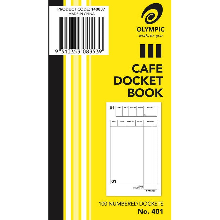 Olympic Cafe Docket Book 401 100 Pages 70 x 125mm