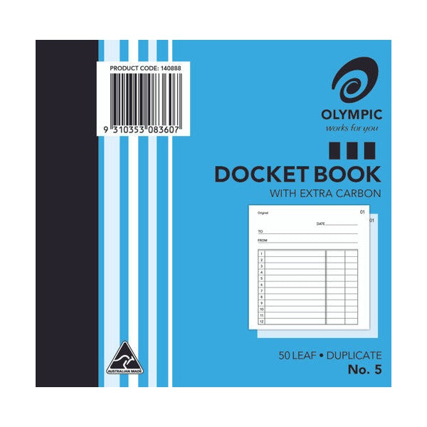 Olympic Docket Book 5 Carbon Duplicate 50 Leaf 120 x 125mm