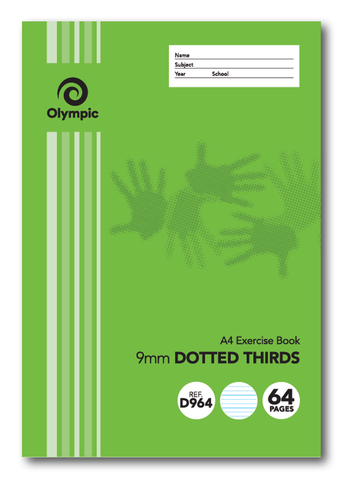 Olympic Exercise Book A4 64 Pages 9mm Dotted Thirds Ruled Pack of 20