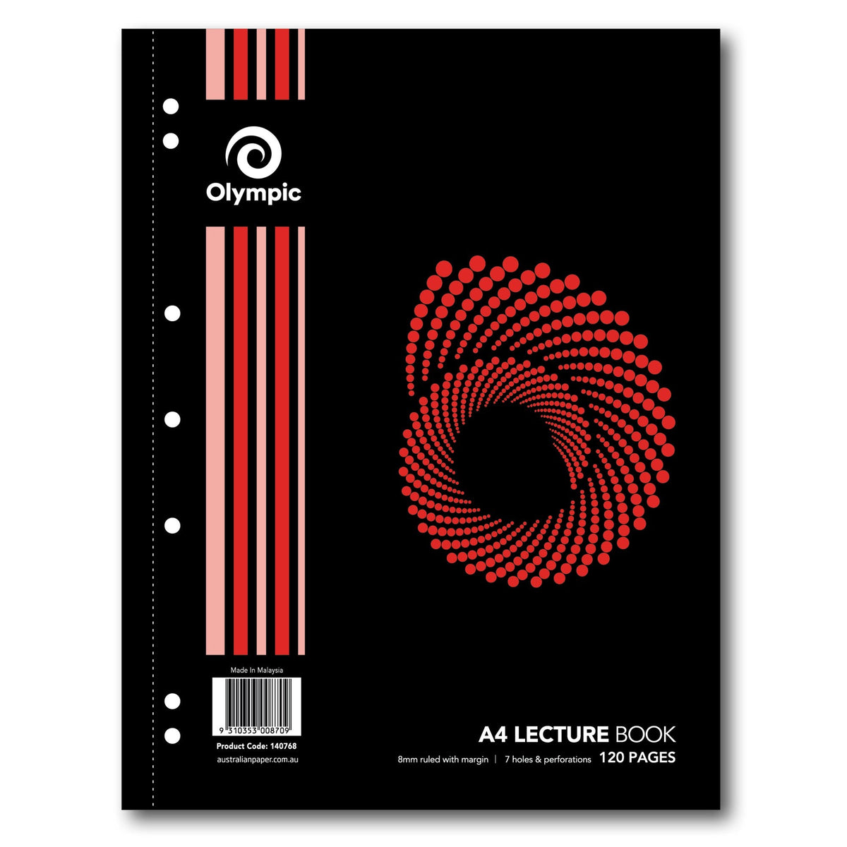 Olympic Lecture Book A4 120 Pages 8mm Feint Spiral Pack of 10