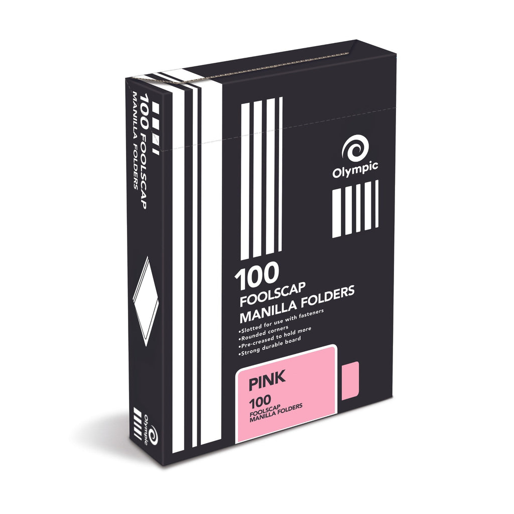 Olympic Manilla Folder Foolscap Pink Box of 100