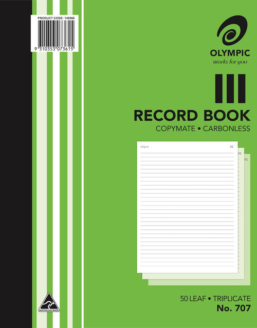 Olympic Record Book 707 Carbonless Triplicate 50 Leaf 250 x 200mm