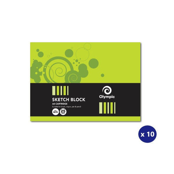 Olympic Sketch Block A4 25 Leaf Blank Pack of 10