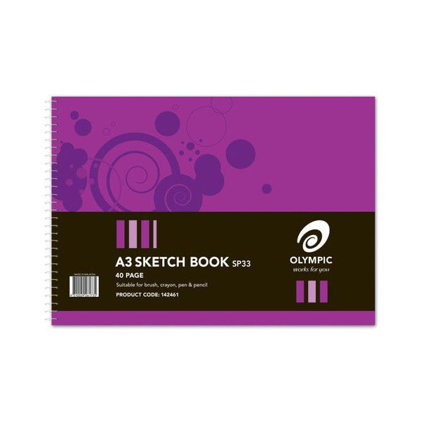 Olympic Sketch Book A3 40 Pages Blank Spiral Pack of 10