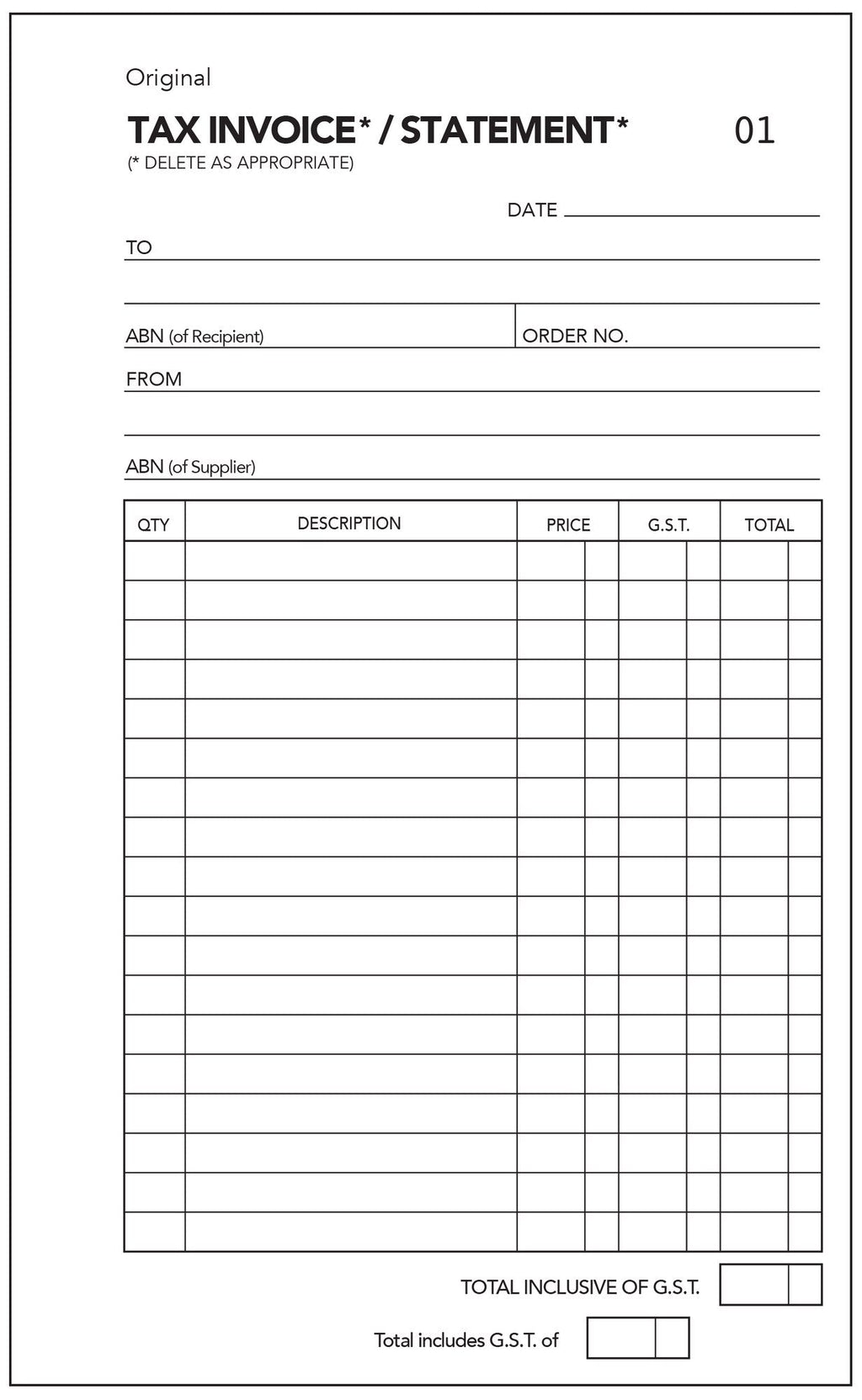 Olympic Invoice and Statement Book 725 Carbonless Triplicate 50 Leaf 200 x 125mm