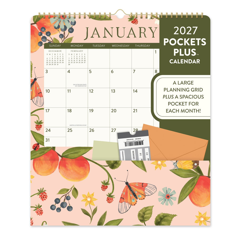 Orange Circle 2027 Pockets Plus Wall Calendar 297 x 348mm Fruit And Flora