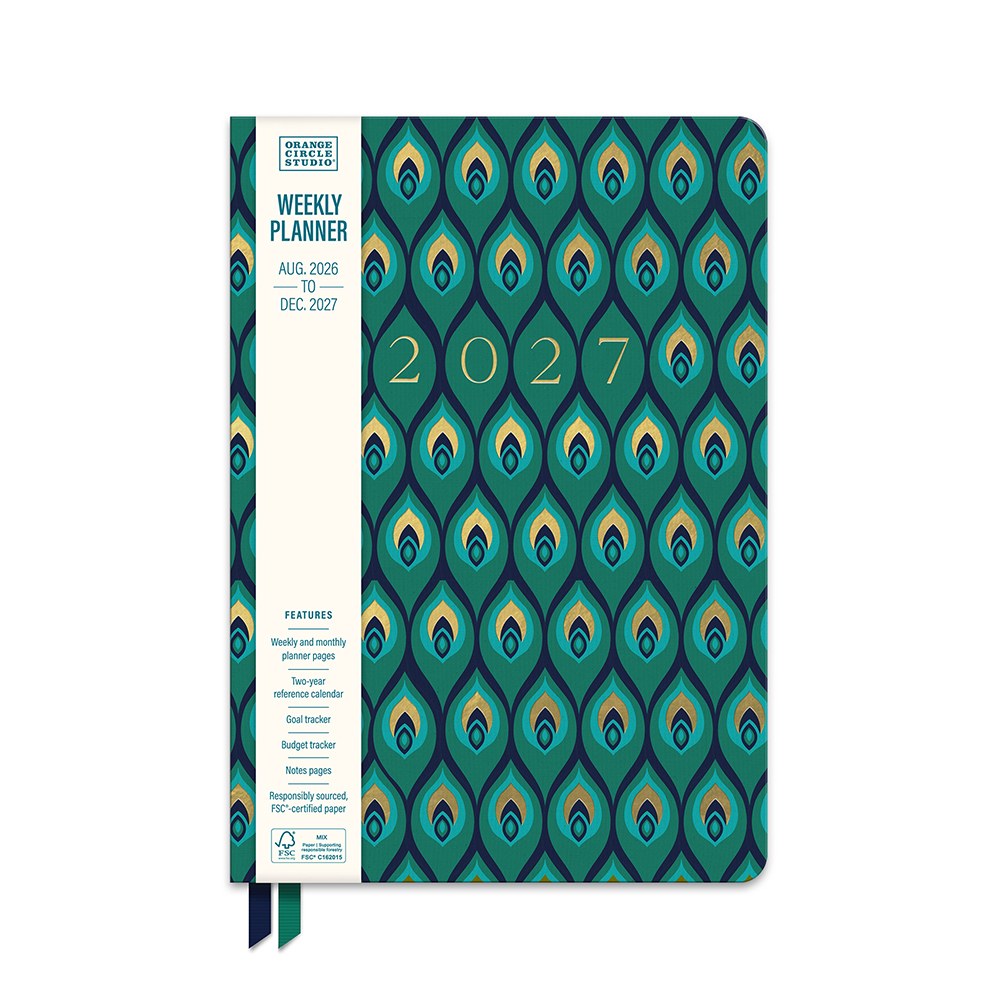 Orange Circle 2027 Clara Cloth Bound Diary 152 x 216mm Week To View Cascading Plumes