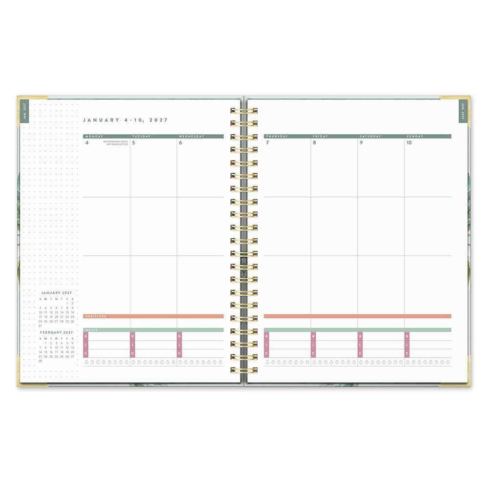 Orange Circle 2027 Deluxe Extra-Large Spiral Diary 216 x 279mm Week To View Bella Flora