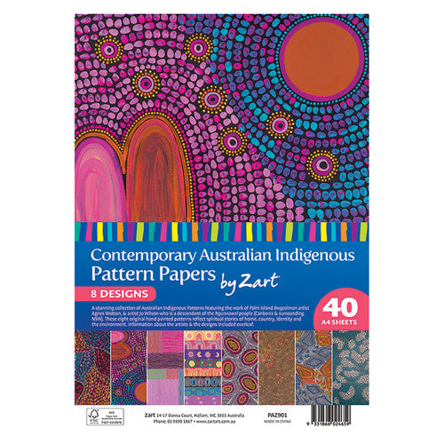 Zart Contemporary Indigenous Pattern Papers A4 Pack of 40