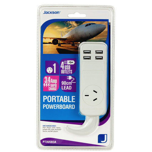 Jackson Fast Charge USB Portable Powerboard with 4 USB-A White