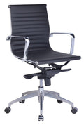 Rapidline PU605M Medium Back Executive Chair with Arms Black PU / Chrome Base