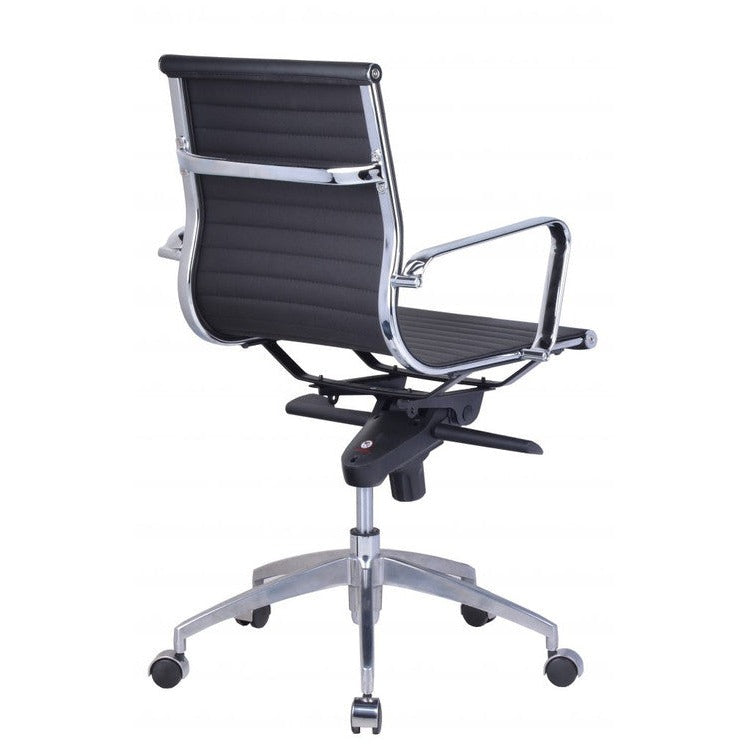 Rapidline PU605M Medium Back Executive Chair with Arms Black PU / Chrome Base