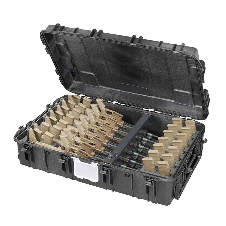 Panaro MAX1090H280GUN-H Waterproof Rifle Case for 7 Rifles with Hinged Lid Black