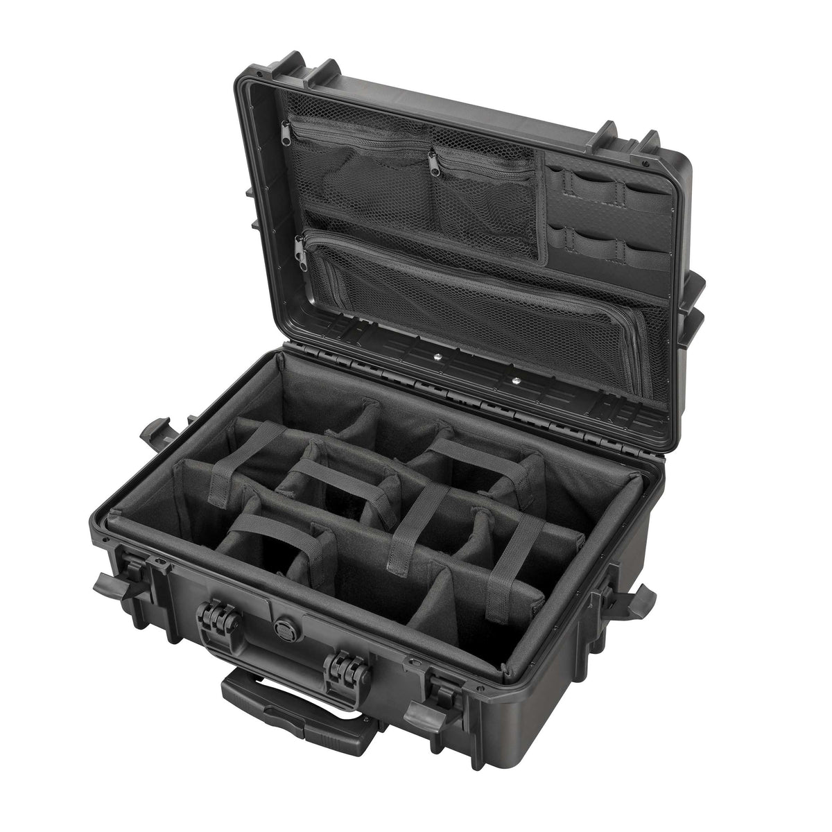 Panaro MAX505CAMORGTR Waterproof Case with Padded Dividers, Lid Organiser and Trolley Black