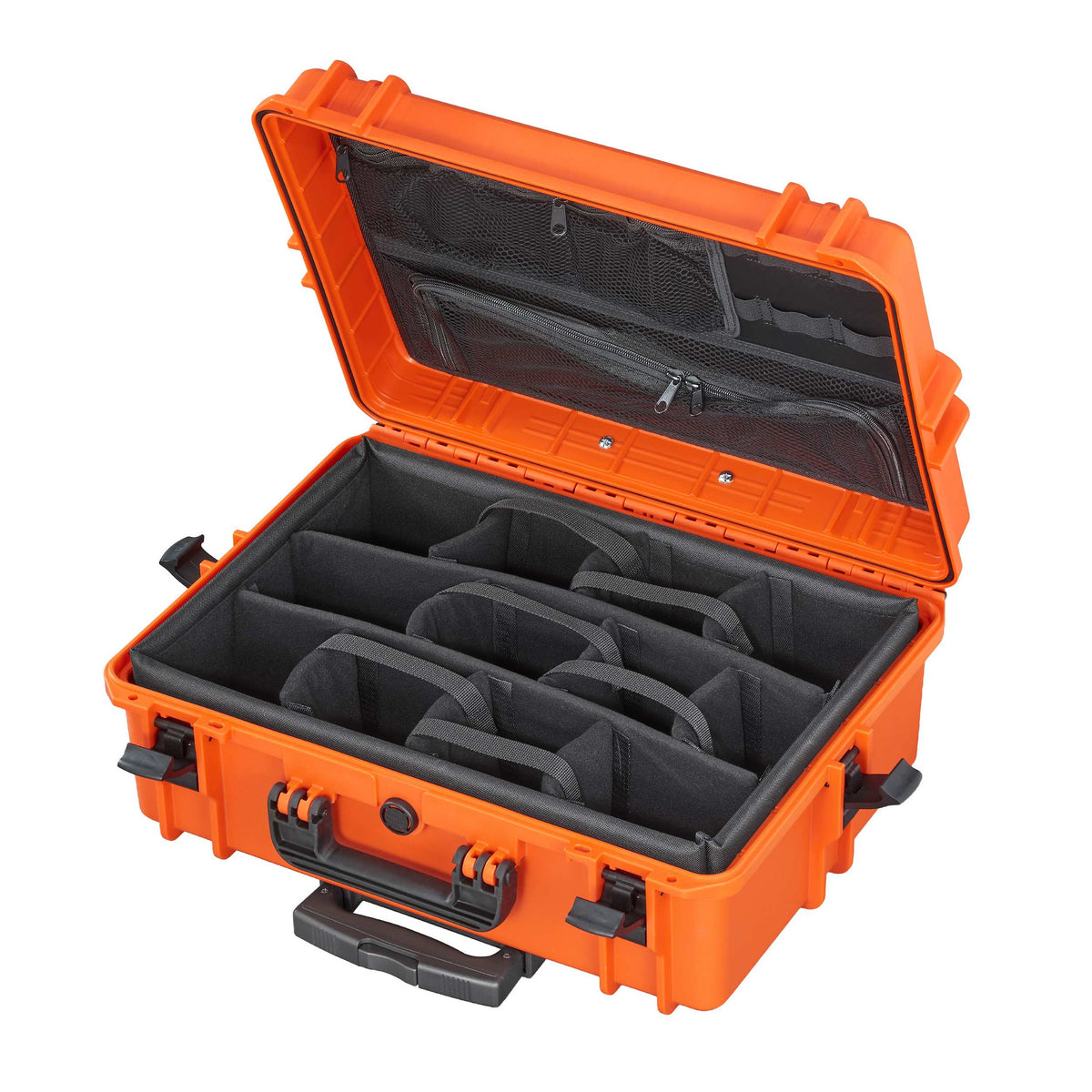 Panaro MAX505CAMORGTR Waterproof Case with Padded Dividers, Lid Organiser and Trolley Orange