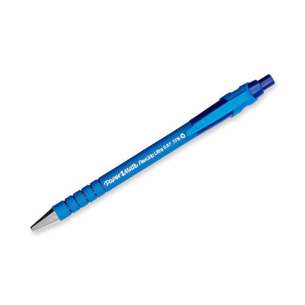 Papermate Flexgrip Ultra Retractable Ballpoint Pen Fine 0.8mm Blue Box of 12