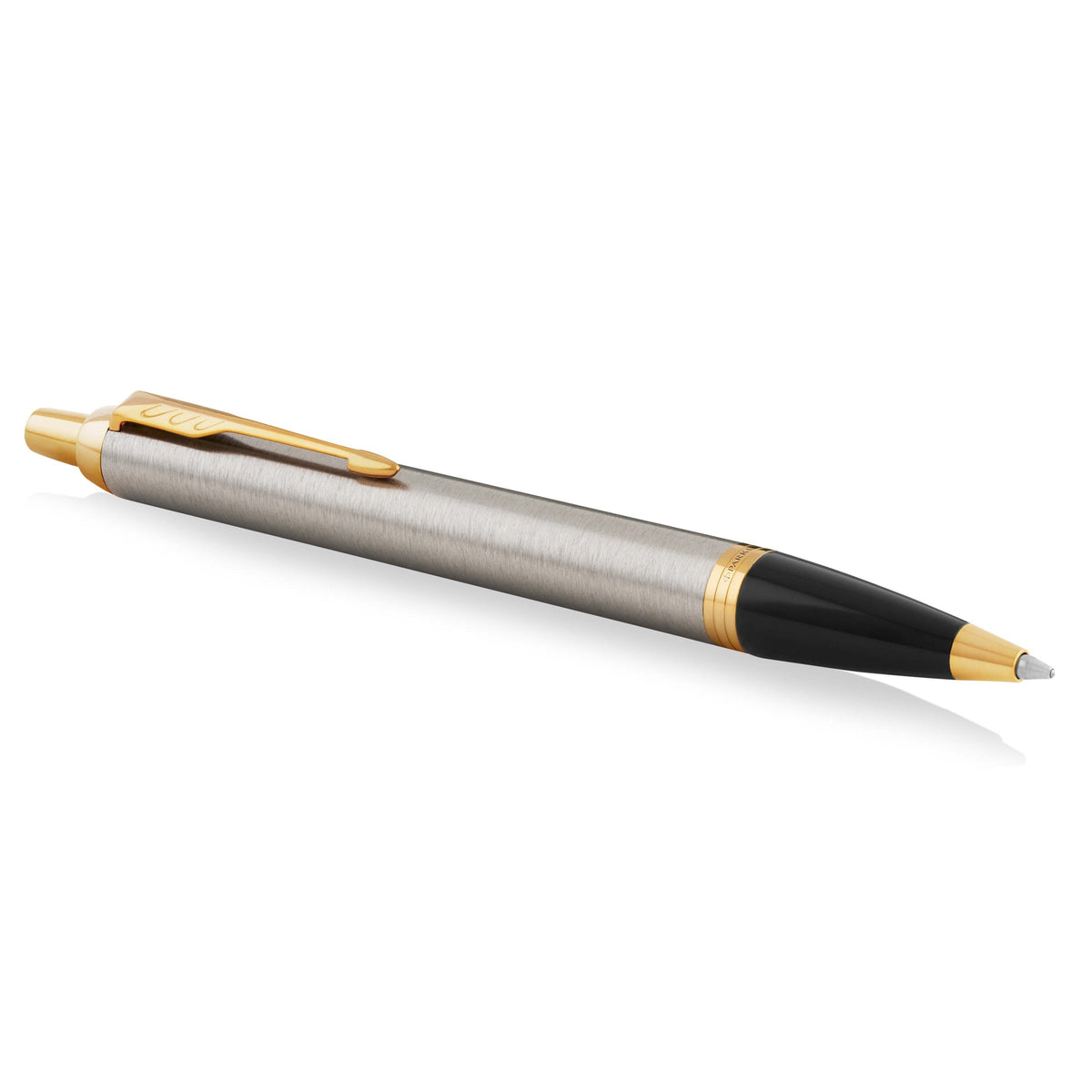 Parker IM Ballpoint Pen Brushed Metal and Gold Trim Medium Tip