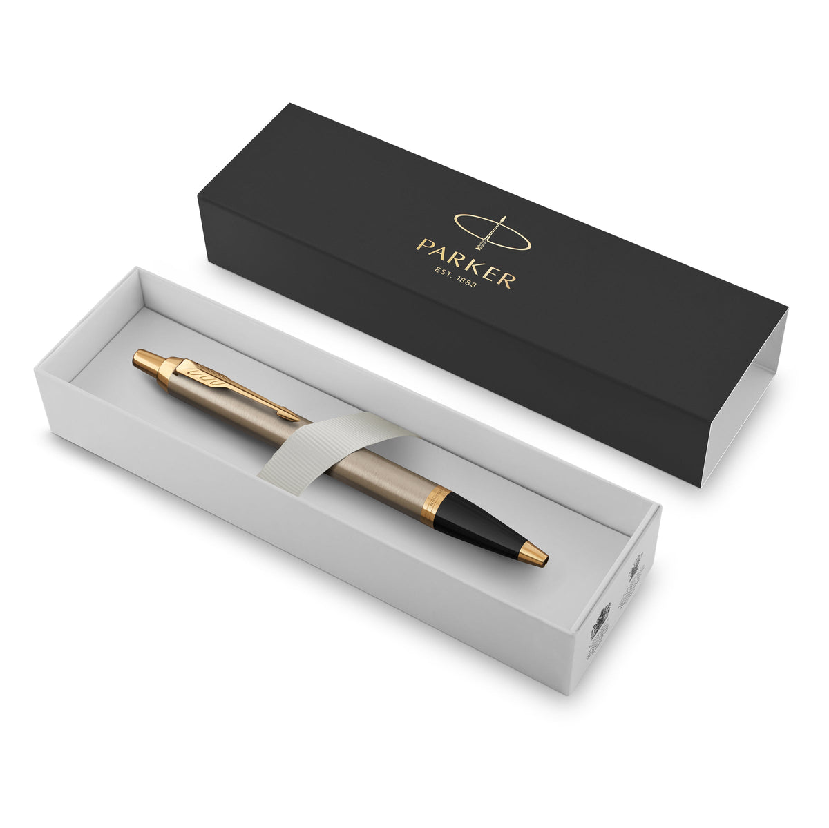Parker IM Ballpoint Pen Brushed Metal and Gold Trim Medium Tip