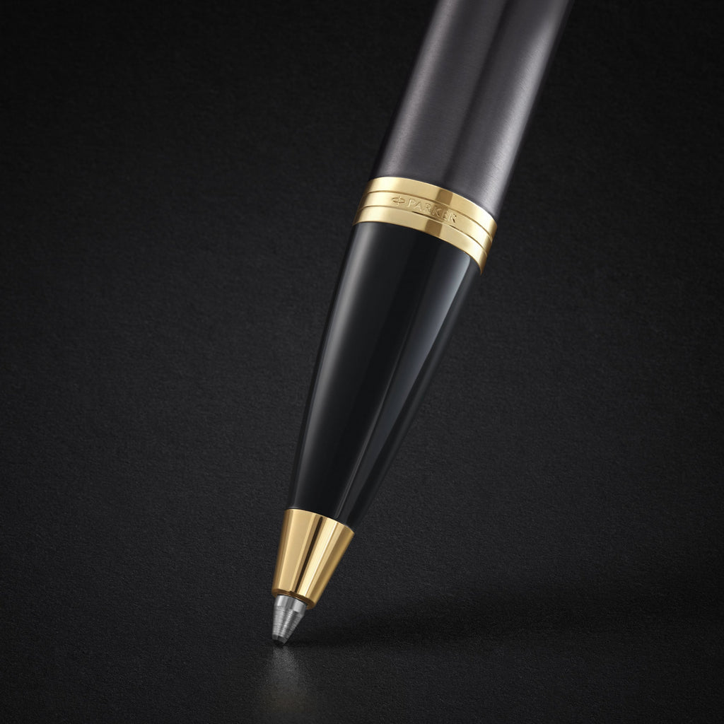 Parker IM Ballpoint Pen Grey Lacquer and Gold Trim Medium Tip