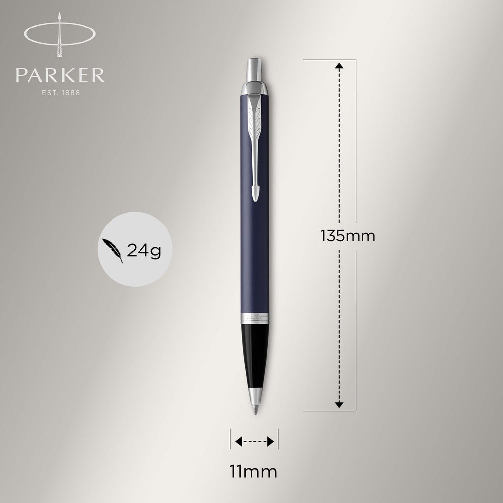 Parker IM Ballpoint Pen Matte Blue Lacquer and Chrome Trim Medium Tip