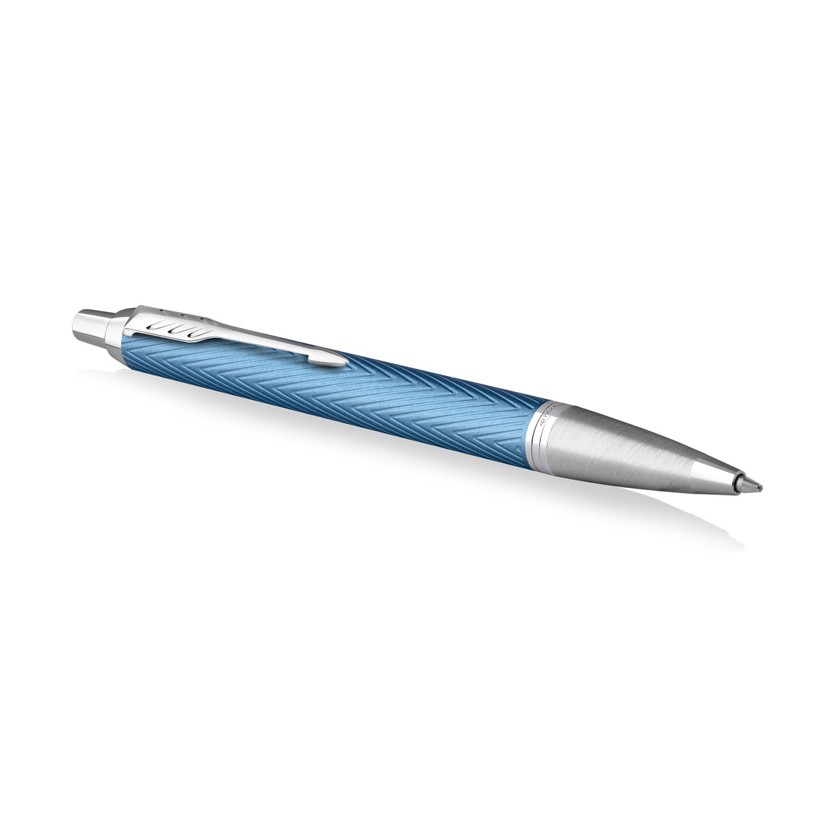 Parker IM Premium Ballpoint Pen Blue Grey Lacquer and Chrome Trim Medium Tip