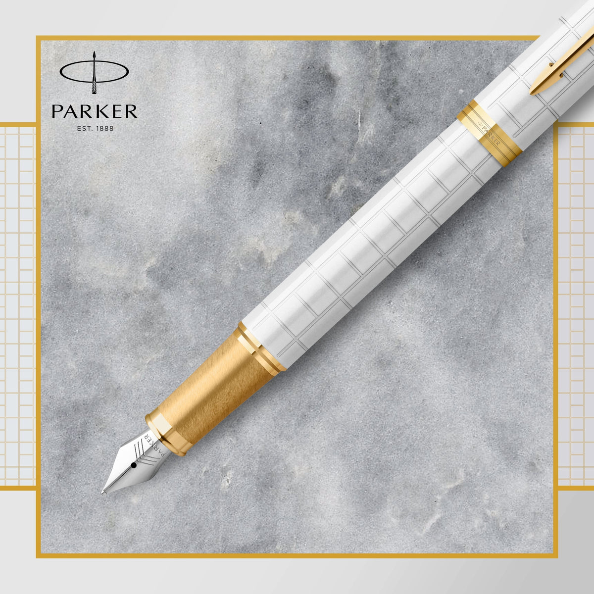 Parker IM Premium Fountain Pen Pearl Lacquer and Gold Trim Fine Nib