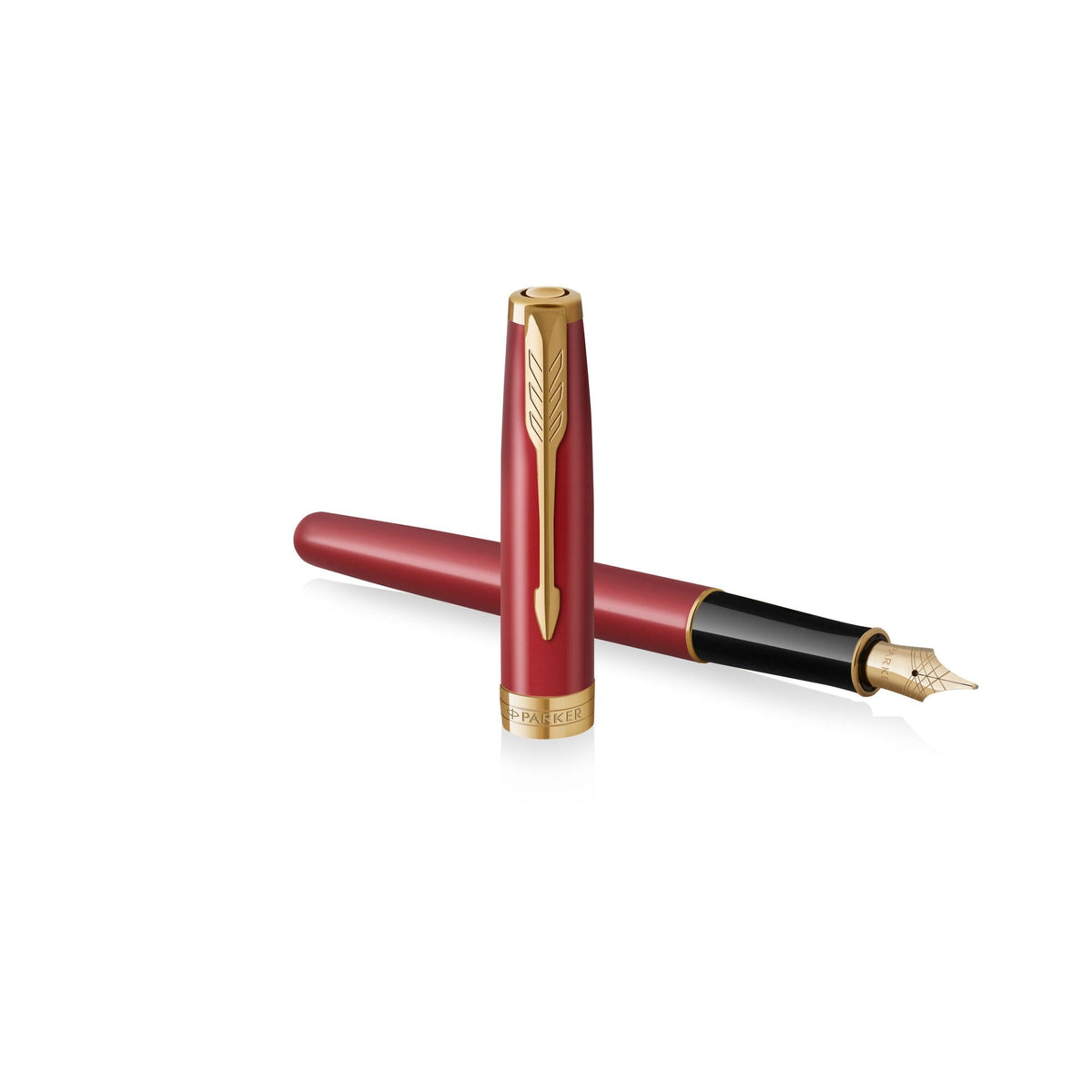 Parker Sonnet Fountain Pen Red Lacquer and Gold Trim Medium Nib