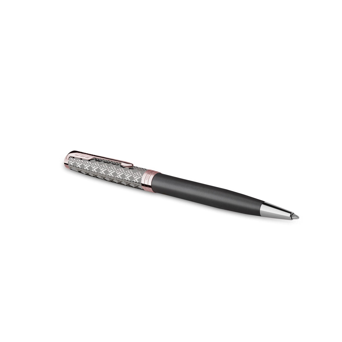 Parker Sonnet Premium Ballpoint Pen Metal Grey Lacquer and Rose Gold Trim Medium Tip