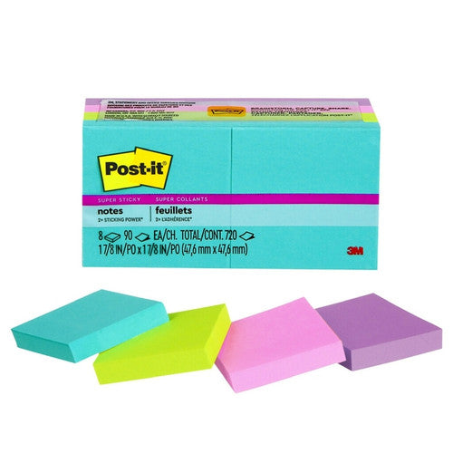 Post-it Super Sticky Notes Miami 47.6 x 47.6mm Pack of 8 622-8SSMIA