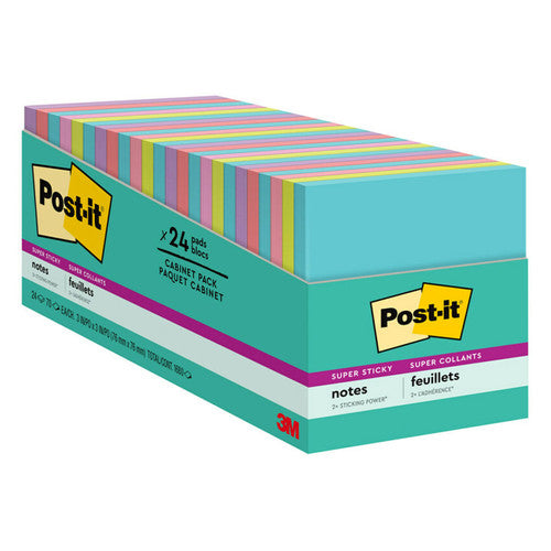 Post-it Super Sticky Notes Miami 76 x 76mm Pack of 24 654-24SSMIA