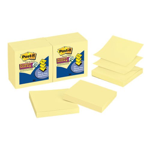 Post-it Super Sticky Pop-up Notes Canary Yellow 76 x 76mm Pack of 12 R330-12SSCY