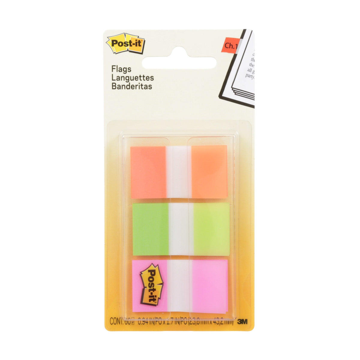 Post-it Flags Orange Lime Pink 25 x 43mm 680-OLP