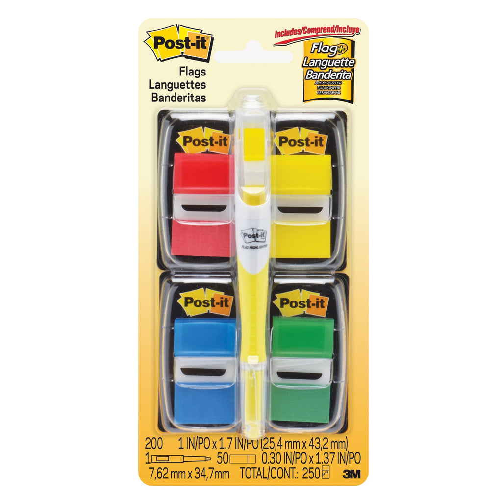 Post-it Flags Bright Assorted 25 x 43mm 680-RYBGVA + Pen