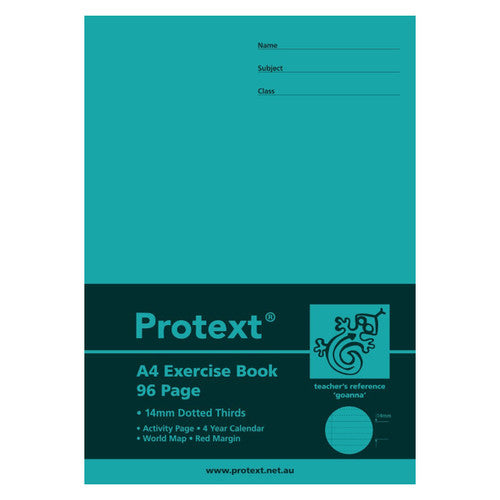 Protext Exercise Book A4 96 Page 14mm Dotted Thirds Goanna