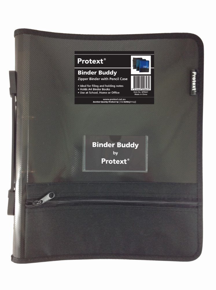 Protext Binder Buddy 25mm 2 Ring with Pencil Case and Pockets Smoke