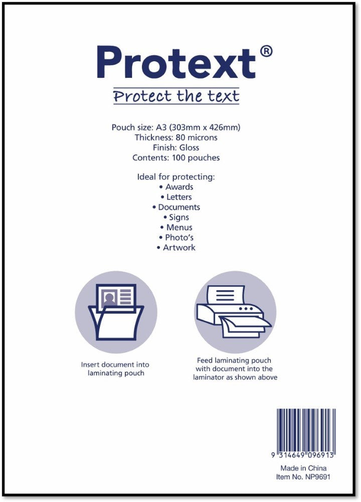 Protext Laminating Pouches A3 80 Micron Box of 100