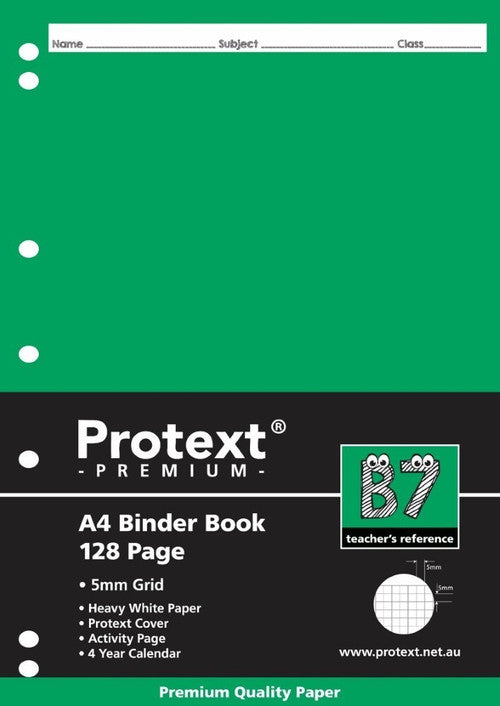 Protext Premium Binder Book A4 128 Page 5mm Grid B7