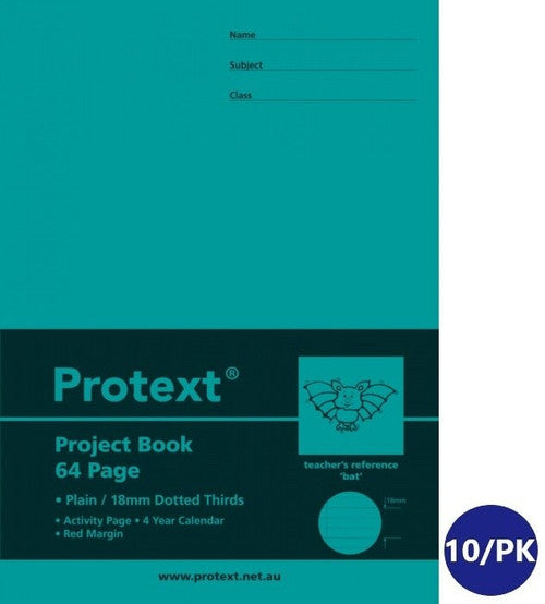 Protext Project Book 330 x 240mm 64 Page Plain Plus 18mm Dotted Thirds Bat