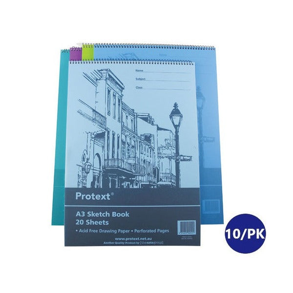 Protext Sketch Book A3 Polypropylene 20 Sheet Assorted Pack of 10