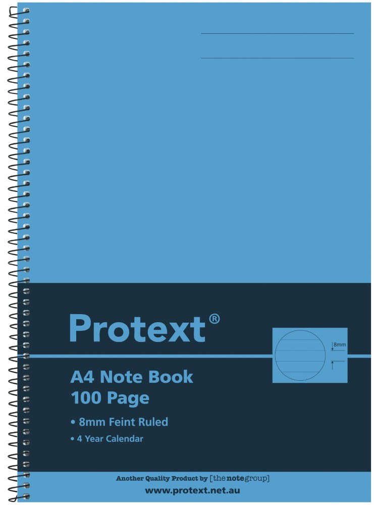 Protext Notebook A4 Polypropylene Cover Ruled 100 Page Blue Pack of 10