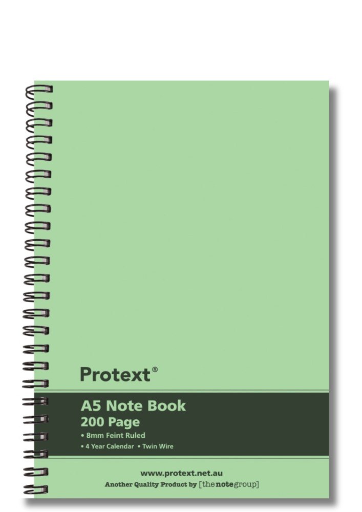 Protext Twin Wire Notebook A5 PP Cover Ruled 200 Page Lime