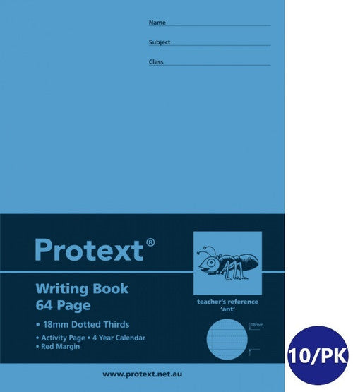 Protext Writing Book 330 x 240mm 64 Page 18mm Dotted Thirds Ruled Ant