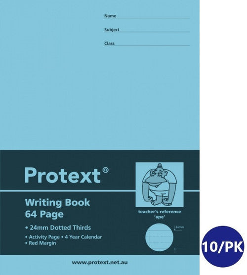 Protext Writing Book 330 x 240mm 64 Page 24mm Dotted Thirds Ruled Ape