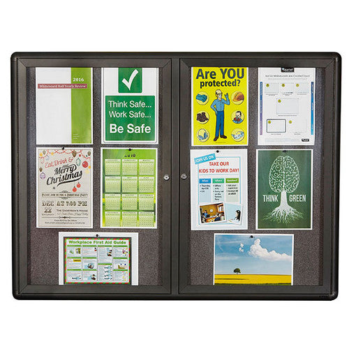 Quartet 2 Door Enclosed Board Fabric Aluminium Frame 1200 x 900mm