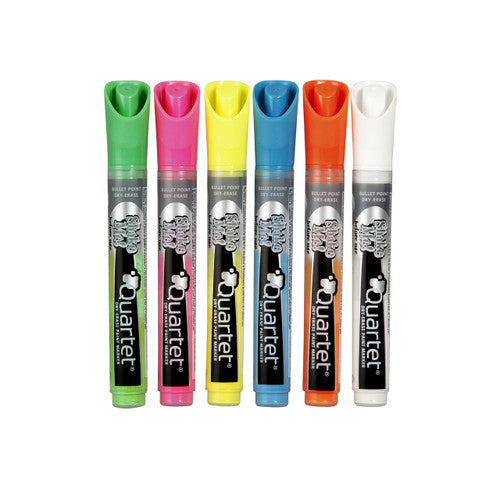 Quartet LED and Glass Marker Neon Assorted Pack of 6