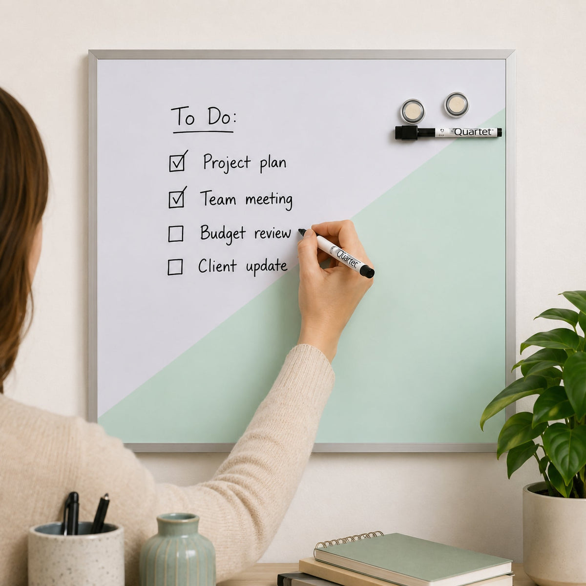 Quartet Geo Magnetic Whiteboard Teal 430 x 580mm Pack 6