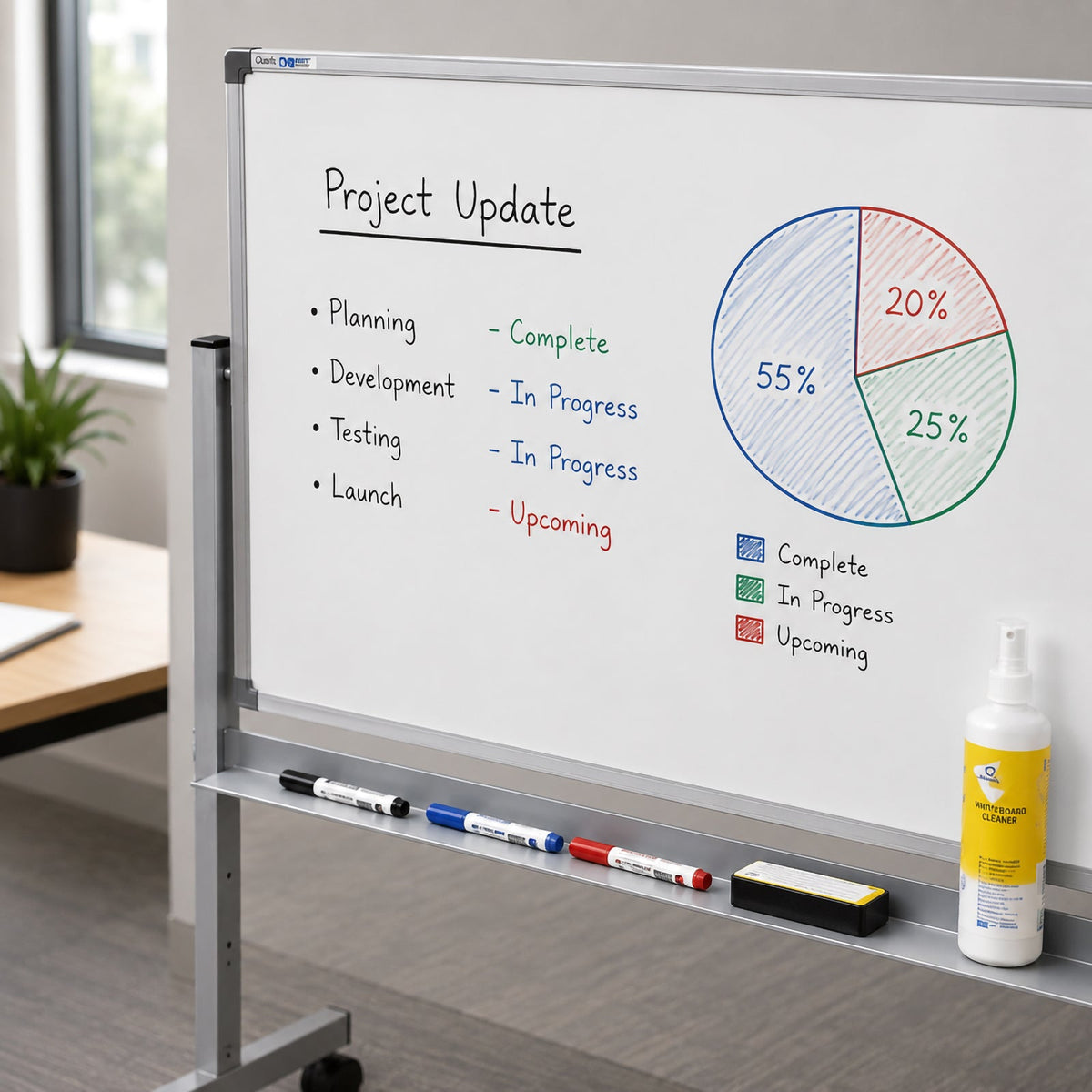 Quartet Penrite Magnetic Porcelain Mobile Whiteboard 1200 x 900mm