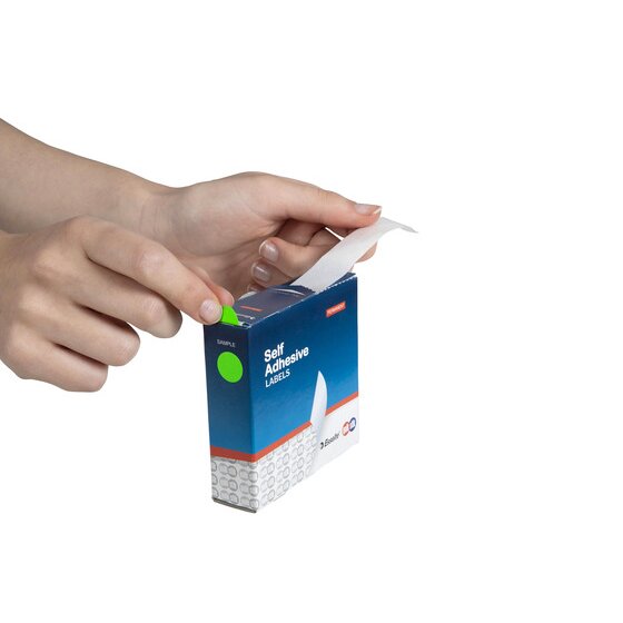 QuikStik Label Dispenser Circle 14mm Fluoro Green Pack of 700