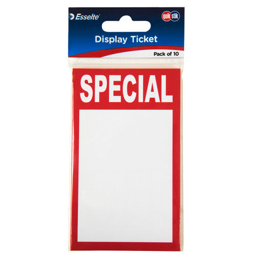 QuikStik Display Tickets Special Pack of 10 Box of 12