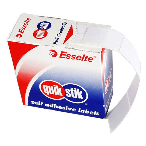 QuikStik Removable Adhesive Label Dispenser Rectangle 16 x 24mm White Pack of 800